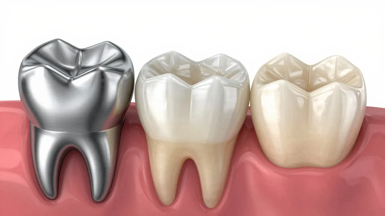 Metaloceramická, zirkoniová a celokeramická korunka na zubech
