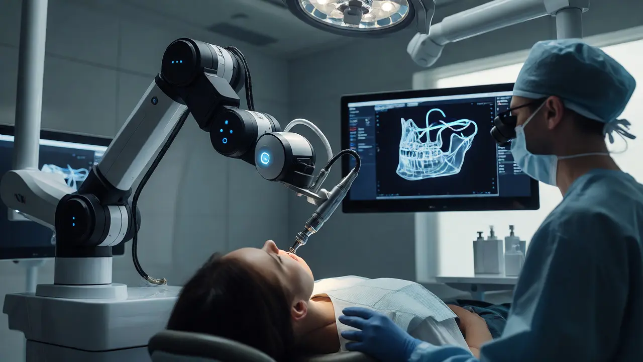 Robotická ruka asistuje chirurgovi při operaci čelisti